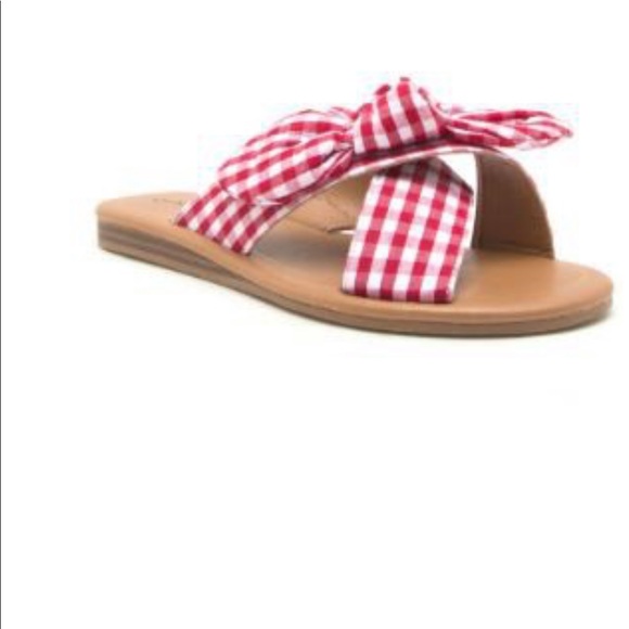 Qupid Shoes - NEW SZ 6 Red and white slide sandal